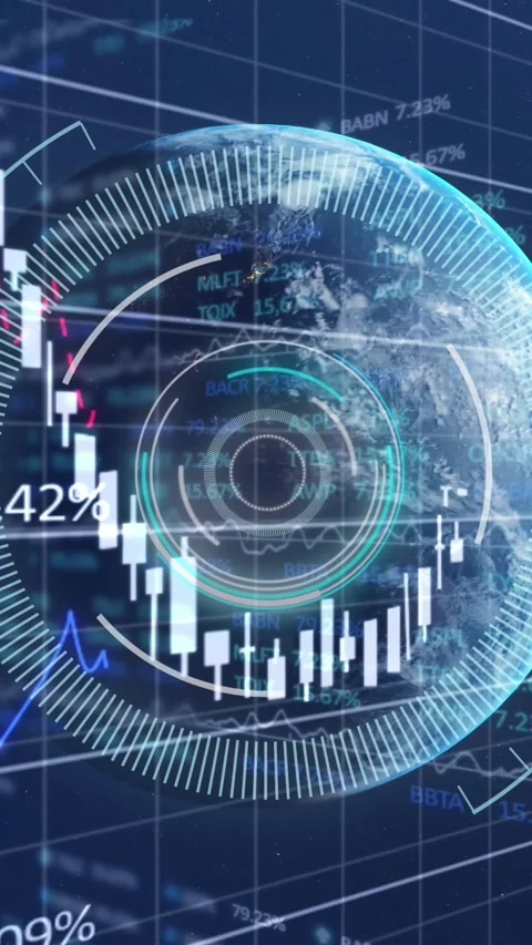 Charts, graphs and financial data processing on dark background Stock Footage 344803138