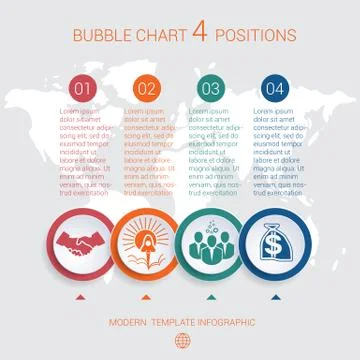 Charts infographic step by step 5 positions colorful bubbles Stock Illustration