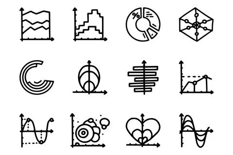 Charts line vector doodle simple icon set Ilustración de archivo