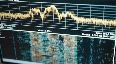 Charts on the oscilloscope display Stock Footage 68351255