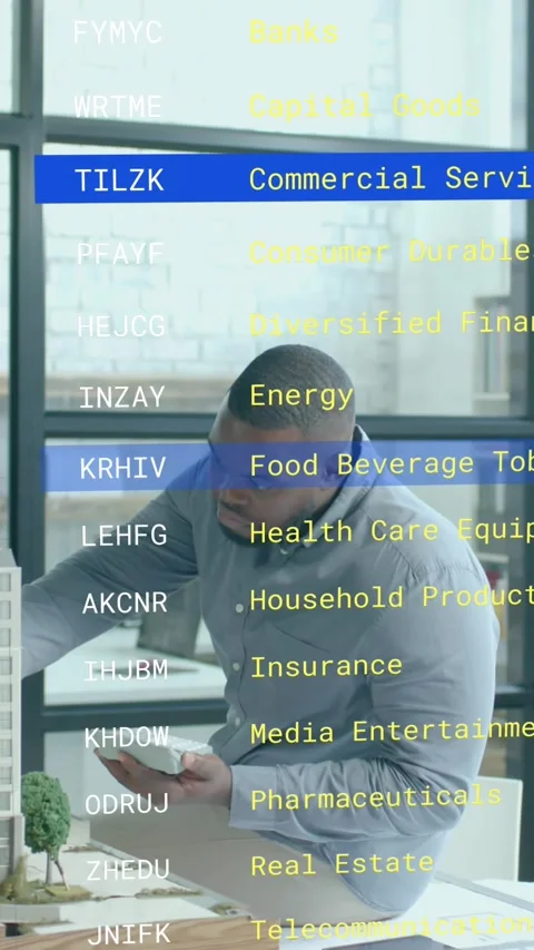 Charts processing data over african american male architect studying building Stock Footage 342609530