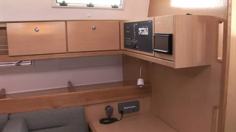 Chartwork table on sailing boat Stock Footage 36176533