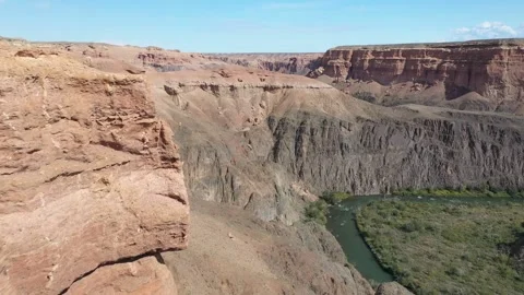 Charyn canyon with rock formations shaped by erosion Vídeo Stock 283098703