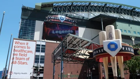 Chase Field home of the AZ Diamondbacks, will be a Covid 19 venue without fans Stock Footage 128836853