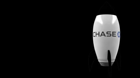 CHASE logo against a rocket mockup. Editorial conceptual success related 3D Stockillustratie