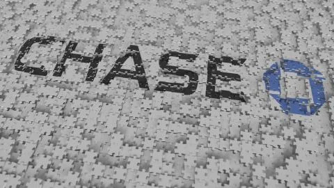 CHASE logo composing with puzzle pieces, editorial 3D rendering Stockillustratie