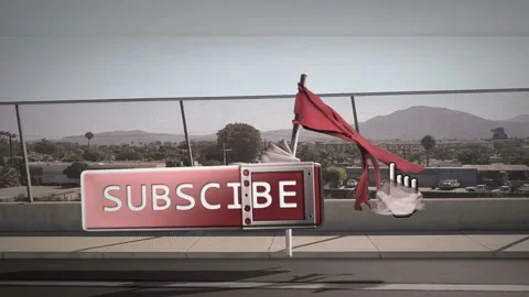Chase for Subscription: Hand Cursor Pursues YouTube Subscribe Button Stock Footage 194458614