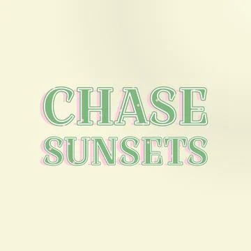 CHASE SUNSETS white background text mask with chromatic glow depth shadow Stock Illustration