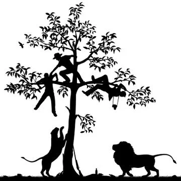 Chased by lions Stock Illustration