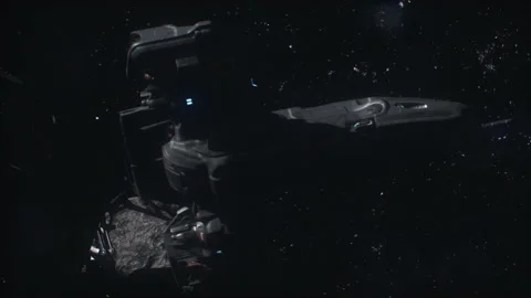 Chasing and exploding the spaceship in the space mining battle 04 스톡 동영상 220113306