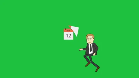 Chasing the Calendar Animation:  Looping + Matte Video stock 43220314