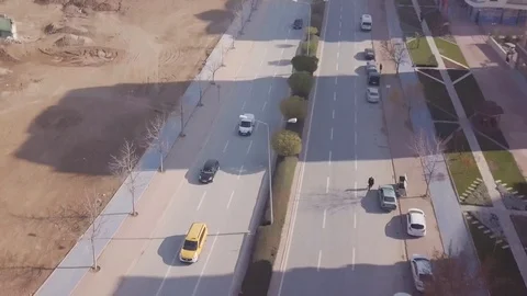 Chasing car from top on the road Stock Footage 102452716