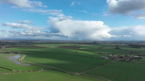 Chasing clouds &amp; their shadows across a open green landscape Stock-Footage 262895704