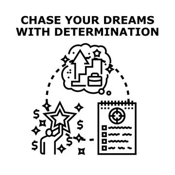 Chasing dreams achieving success planning future goals Ilustración de archivo
