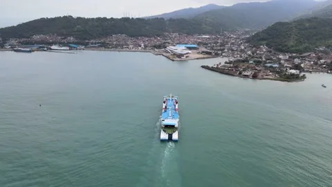 Chasing the Ferry for Docking Stock Footage 148304177
