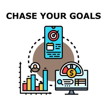 Chasing goals and managing financial objectives using digital tools Stock Illustration