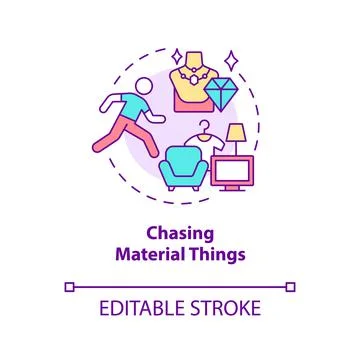 Chasing material things concept icon Stock Illustration