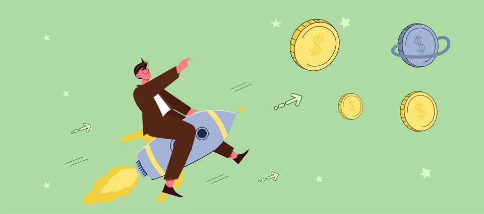 Chasing profit on the rocket Stock Illustration