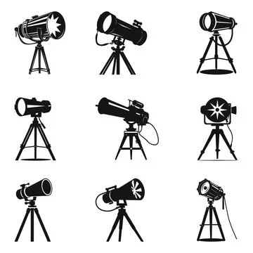 Chasing Shadows  Powerful Searchlight Vector Silhouettes to Enhance Your Cr.. Stock Illustration