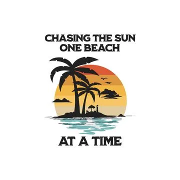 Chasing the sun, one beach at a time, Happy summer Stock Illustration