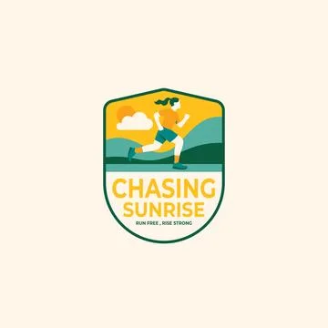 Chasing Sunrise Running Logo  Vibrant Emblem Design for Active Lifestyle Stock Illustration