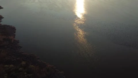Chasing the sunset on the lake Stock Footage 258848149
