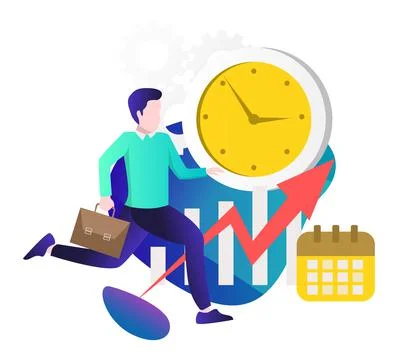Chasing time to work Stock Illustration