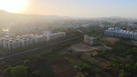 Chasing the train from the sky Video stock 156489416