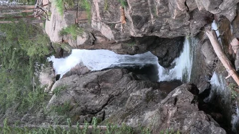 Chasm Falls Vertical Close-up Rocky Mountain National Park Stock Footage 280435956