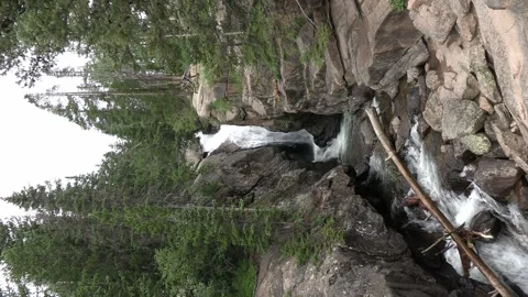Chasm Falls vertical full Rocky Mountain National Park Stock Footage 280435919