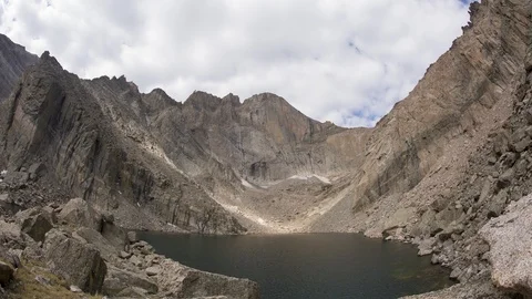 Chasm Lake below Long's Peak 4K Fisheye Timelapse, Rocky Mountains, Colorado Stock Footage 126156210