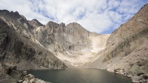Chasm Lake below Long's Peak 4K Timelapse, Rocky Mountains, Colorado Stock Footage 126156504