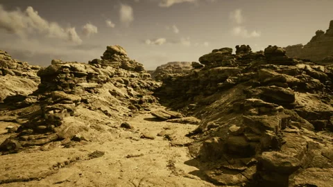 Chasm with shadows. Textured rocks within shadowed valley passage Stock Footage 340340176