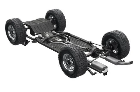 Chassis frame with wheel Illustrazione stock