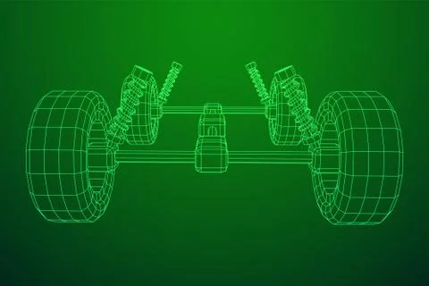 Chassis steering rack. Auto service repair car concept. Illustrazione stock