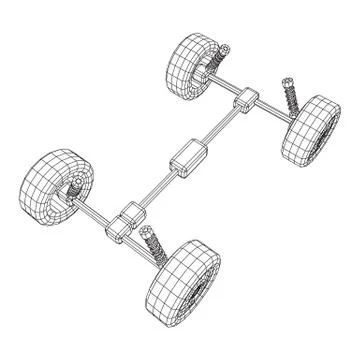 Chassis steering rack. Auto service repair car concept. Illustrazione stock