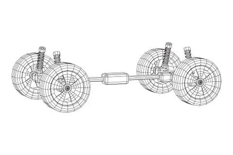 Chassis steering rack. Auto service repair car concept. Illustrazione stock