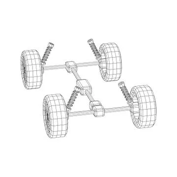 Chassis steering rack. Auto service repair car concept. Illustrazione stock