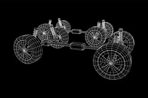 Chassis steering rack. Auto service repair car concept. Illustrazione stock
