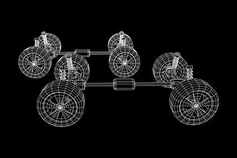 Chassis steering rack. Auto service repair car concept. Illustrazione stock