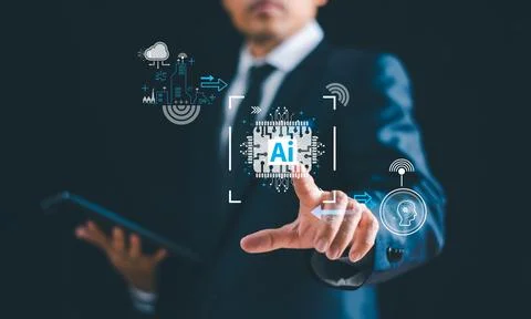 Chat with AI, Artificial Intelligence concept. Business digital technology sm Stock Photos