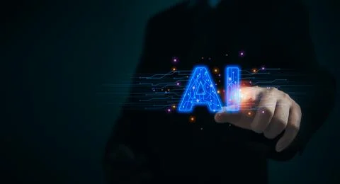 Chat with AI Artificial Intelligence. Digital technology smart chatbot, rob.. 写真素材
