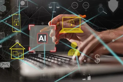 Chat with AI, Artificial Intelligence. man using technology smart robot AI Stock Photos