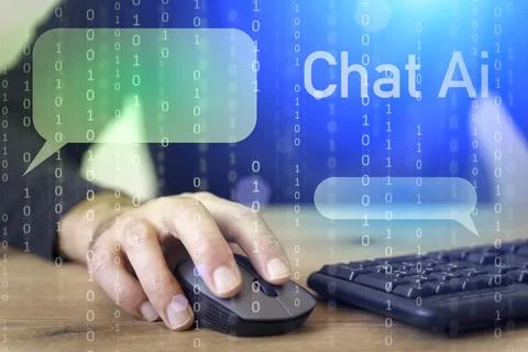 Chat Ai concept. User communicates with Artificial Intelligence in chat bot Stock Photos