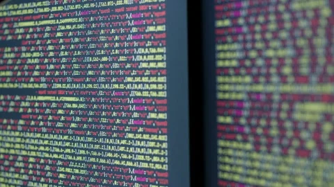 Chat AI generating Coding UX UI script code text on screen, HTML5 in editor for Stock Footage 255252793