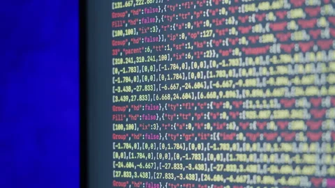 Chat AI generating Coding UX UI script code text on screen, HTML5 in editor for Stock Footage 255252906