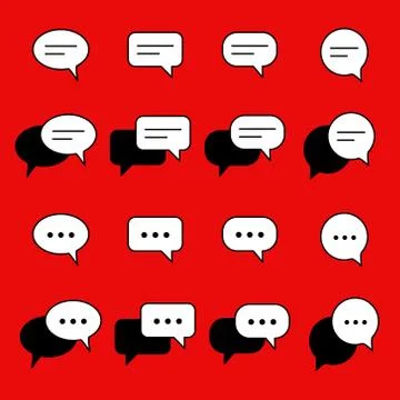 Chat and Speech Bubble Icons Set Stock Illustration