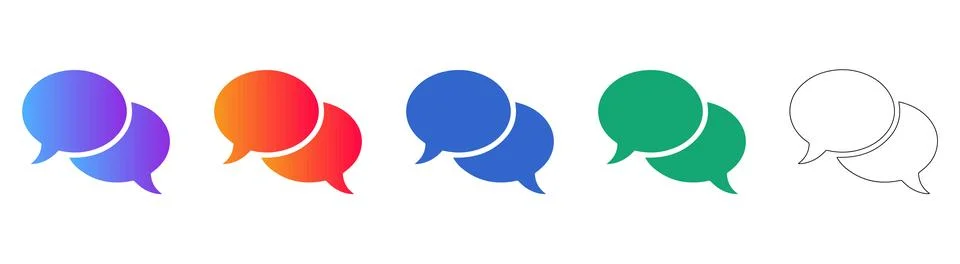 Chat and Speech Bubble Icons for Digital Communication Stock Illustration