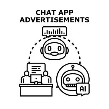 Chat app advertisements concept using ai technology Stock Illustration