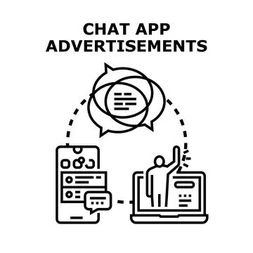 Chat app advertisements promoting communication and online marketing strategy Stock Illustration
